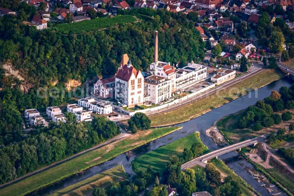 Riegel am Kaiserstuhl from above - Mixing of residential and commercial settlements and Kunsthalle in Riegel am Kaiserstuhl in the state Baden-Wurttemberg, Germany