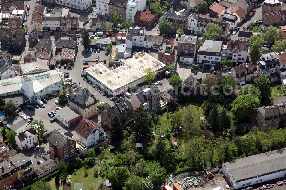 Mainz from the bird's eye view: Mixing of residential and commercial settlements in Mainz in the state Rhineland-Palatinate, Germany