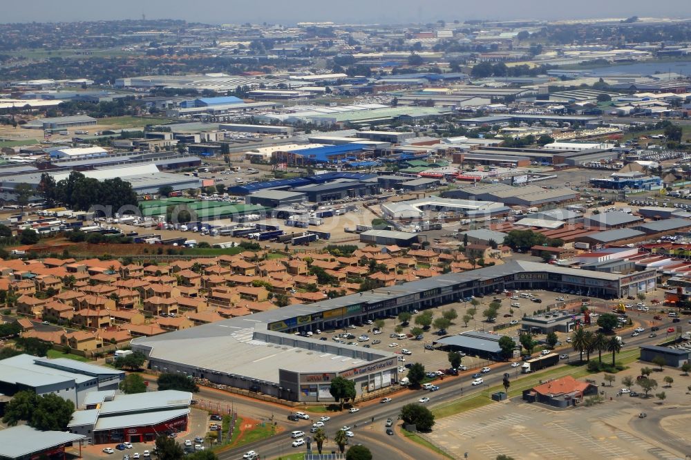 Aerial image Boksburg - Mixing of residential and commercial settlements in the Johannesburg area in the district Hughes in Boksburg in Gauteng, South Africa