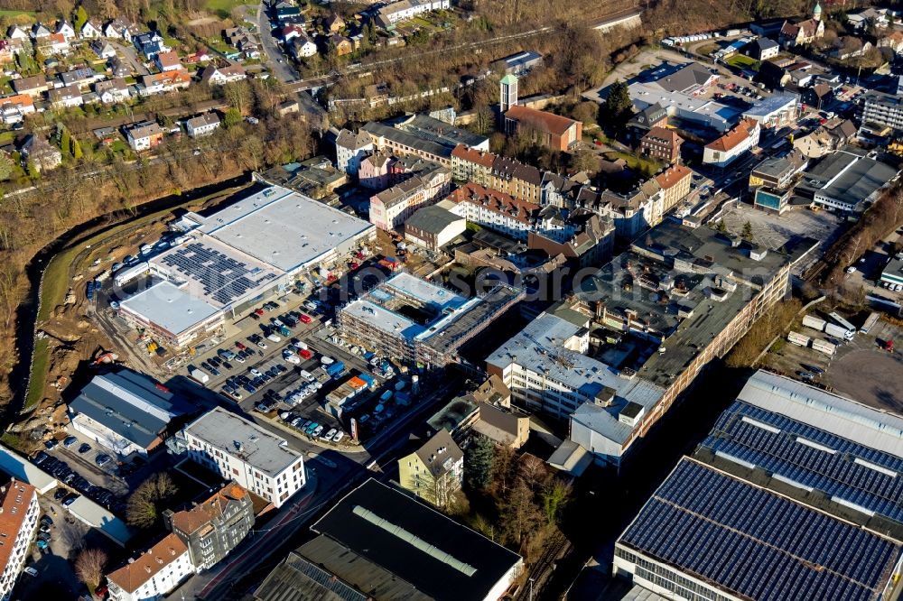 Aerial photograph Hagen - Mixing of residential and commercial settlements in the district Westerbauer in Hagen in the state North Rhine-Westphalia, Germany