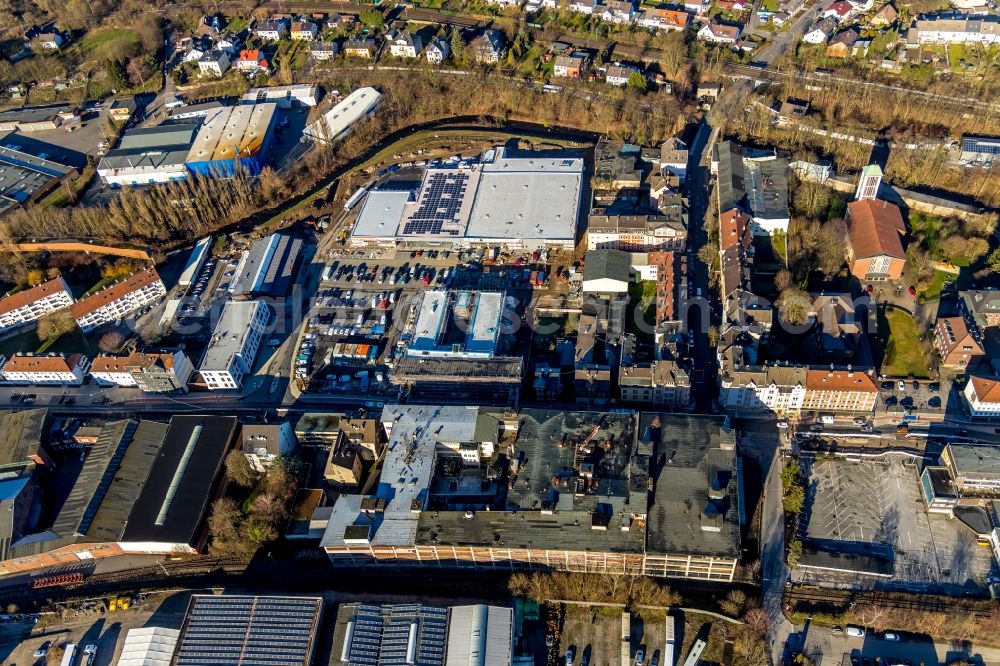 Hagen from above - Mixing of residential and commercial settlements in the district Westerbauer in Hagen in the state North Rhine-Westphalia, Germany