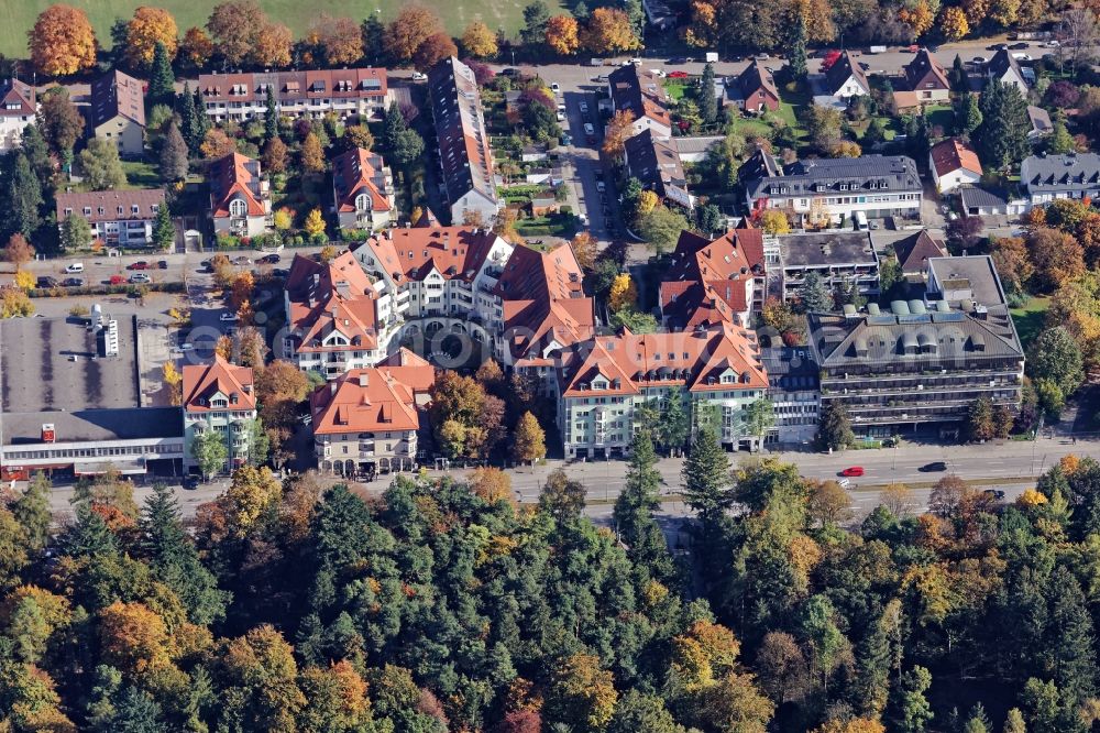 Aerial image München - Mixing of residential and commercial settlements at Fuerstenrieder Strasse in Munich in the state Bavaria, Germany