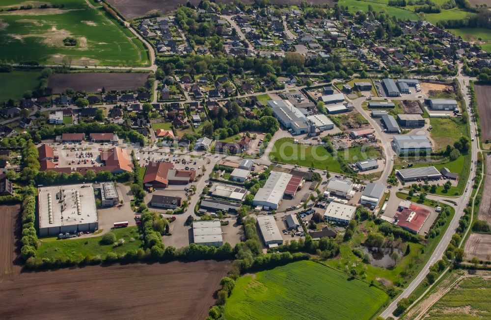 Aerial image Wees - Mixing of residential and commercial settlements in Wees in the state Schleswig-Holstein, Germany