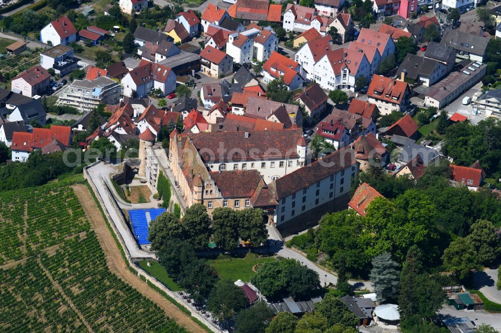 Untergruppenbach from the bird's eye view: Castle of the fortress Stettenfels in Untergruppenbach in the state Baden-Wurttemberg, Germany