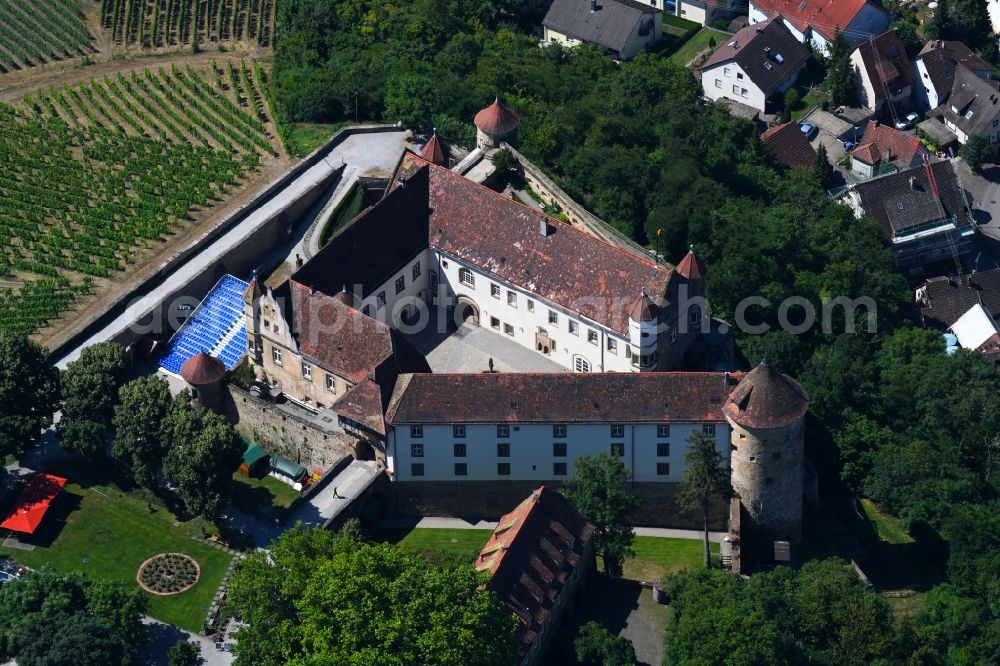 Aerial photograph Untergruppenbach - Castle of the fortress Stettenfels in Untergruppenbach in the state Baden-Wurttemberg, Germany