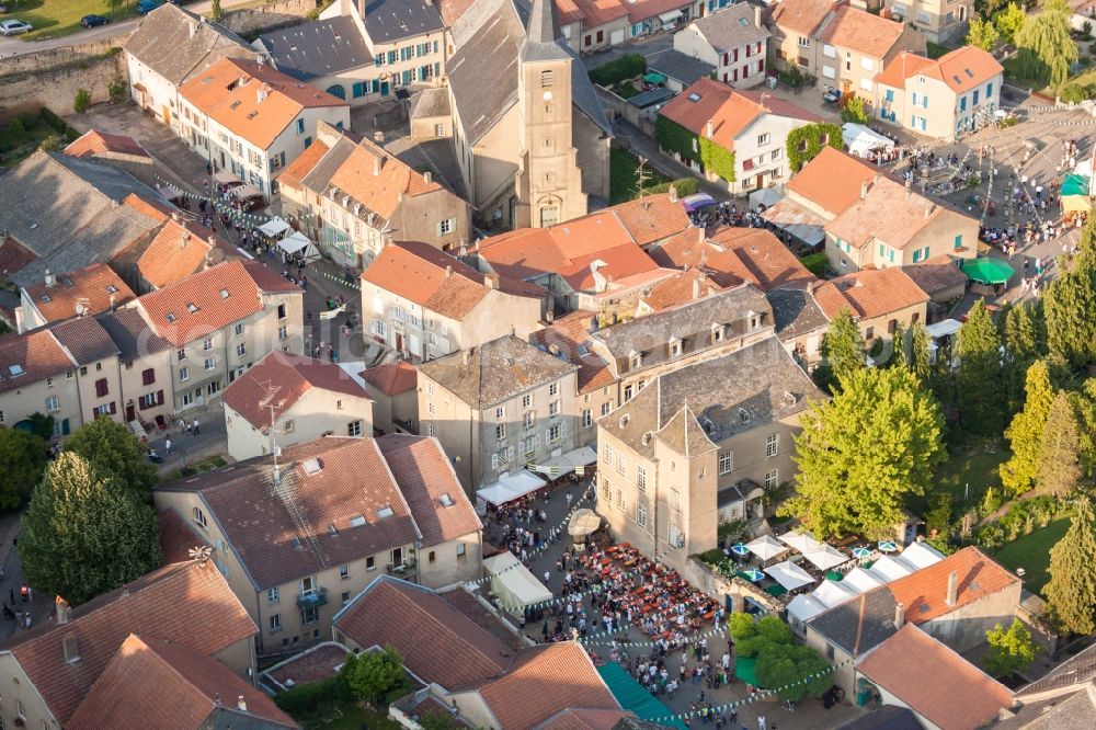 Aerial image Rodemack - Medieval market at Rodemack in Grand Est, France