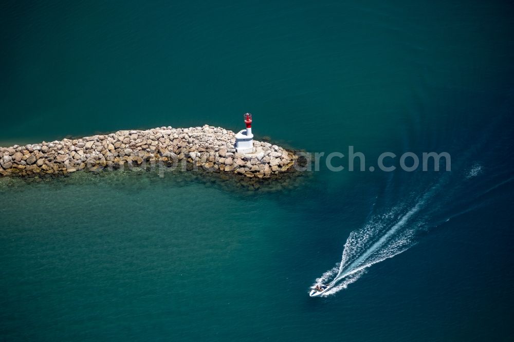 Leucate from the bird's eye view: Mediterranean coasts Mole before Leucate Languedoc-Roussillon in France