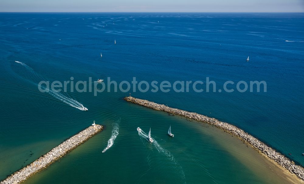 Leucate from above - Mediterranean coasts Mole before Leucate Languedoc-Roussillon in France