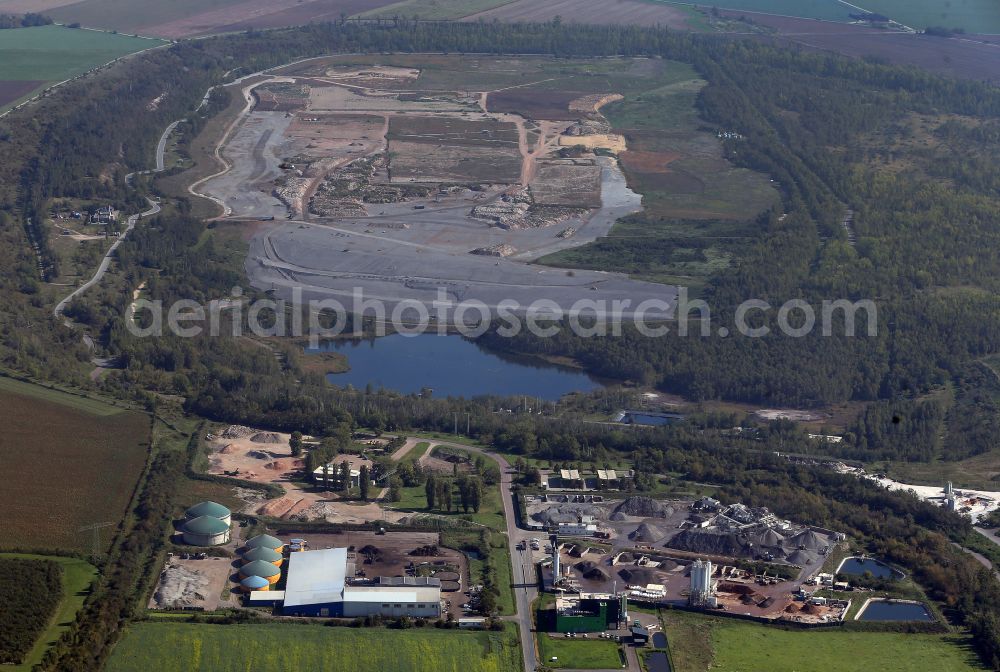 Aerial image Schkopau - Landfill Halle-Lochau of the Abfallwirtschaft GmbH Halle-Lochau in Schkopau in the state Saxony-Anhalt, Germany