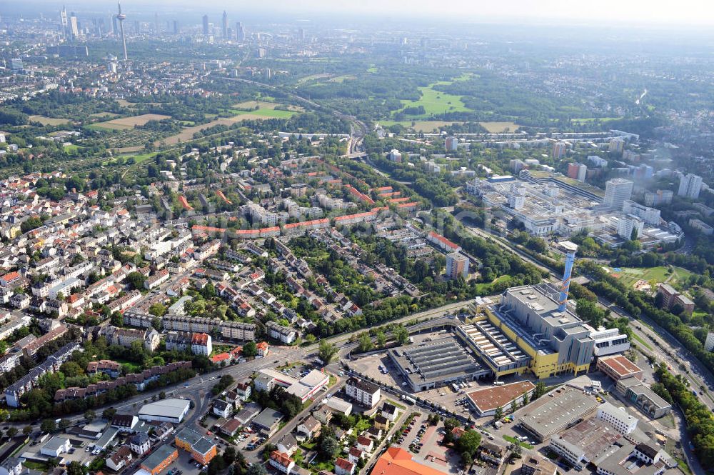 Aerial image Frankfurt am Main - Müllheizkraftwerk der FES Frankfurter Entsorgungs- und Service GmbH an der Heddernheimer Landstraße 157 in Frankfurt am Main in Hessen. Waste incineration plant in Frankfurt on the Main in Hesse.