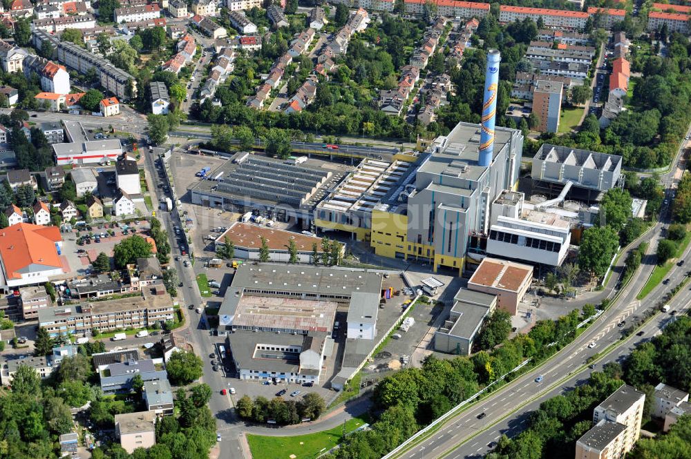 Frankfurt am Main from above - Müllheizkraftwerk der FES Frankfurter Entsorgungs- und Service GmbH an der Heddernheimer Landstraße 157 in Frankfurt am Main in Hessen. Waste incineration plant in Frankfurt on the Main in Hesse.