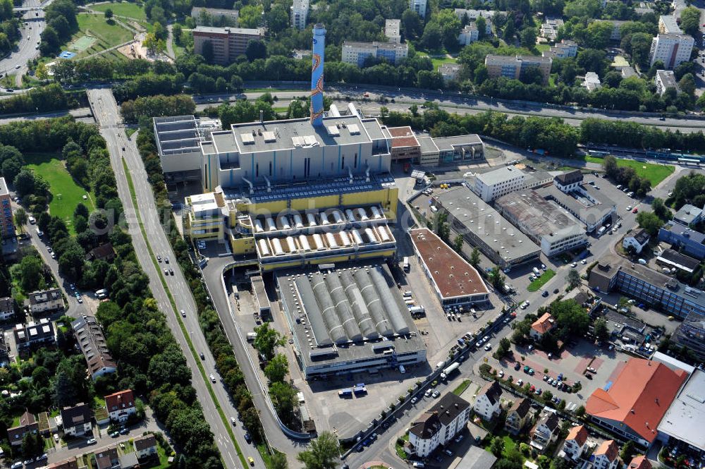 Frankfurt am Main from the bird's eye view: Müllheizkraftwerk der FES Frankfurter Entsorgungs- und Service GmbH an der Heddernheimer Landstraße 157 in Frankfurt am Main in Hessen. Waste incineration plant in Frankfurt on the Main in Hesse.