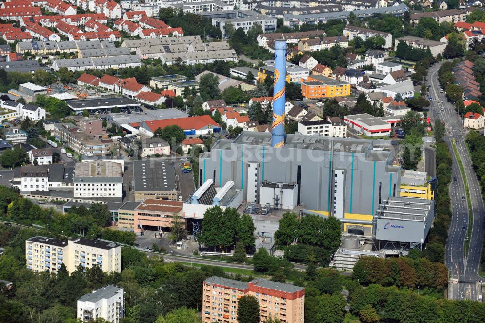 Aerial image Frankfurt am Main - Müllheizkraftwerk der FES Frankfurter Entsorgungs- und Service GmbH an der Heddernheimer Landstraße 157 in Frankfurt am Main in Hessen. Waste incineration plant in Frankfurt on the Main in Hesse.