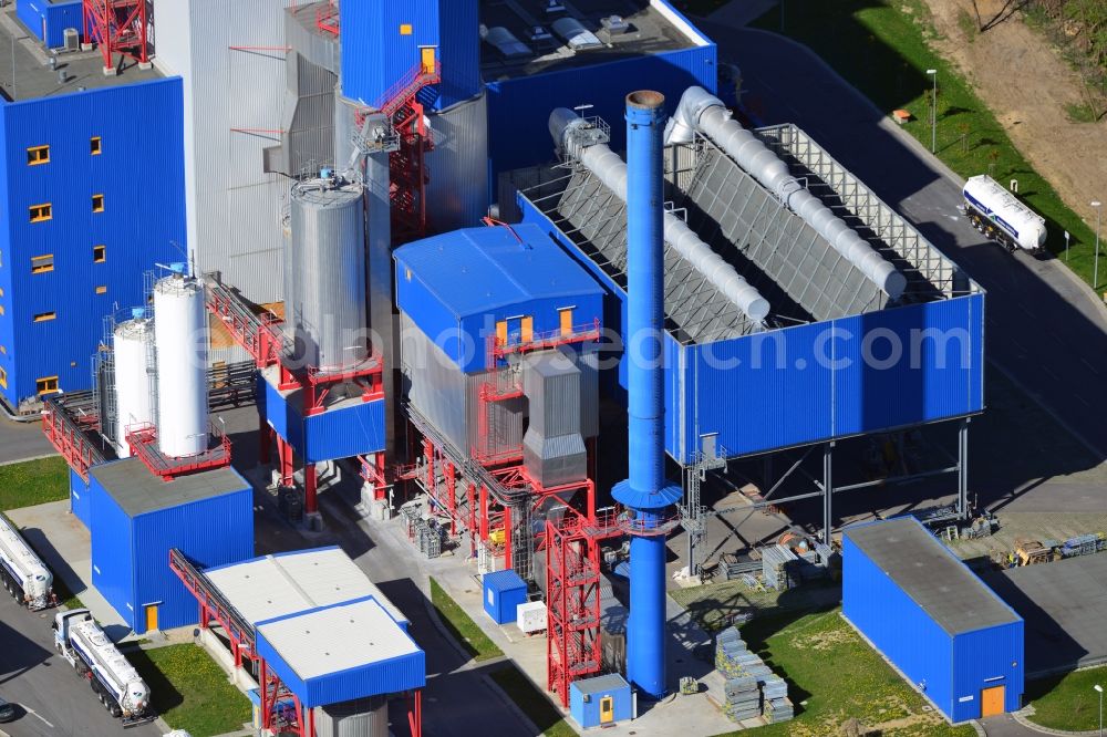 Aerial photograph Rüdersdorf - The incineration plant of Vattenfall Europe in Ruedersdorf in the state of Brandenburg. The incinerator in Ruedersdorf produces energy for the nearby cement plant