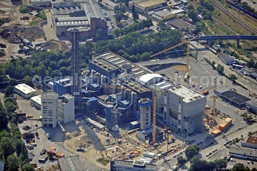 Berlin from above - Ausbau der Müllverbrennungsanlage Ruhleben der Berliner Stadtreinigung (BSR). Expansion of the incinerating plant Ruhleben of the Berlin City Cleaning (BSR).