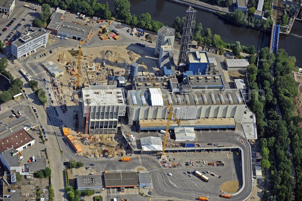 Berlin from above - Ausbau der Müllverbrennungsanlage Ruhleben der Berliner Stadtreinigung (BSR). Expansion of the incinerating plant Ruhleben of the Berlin City Cleaning (BSR).