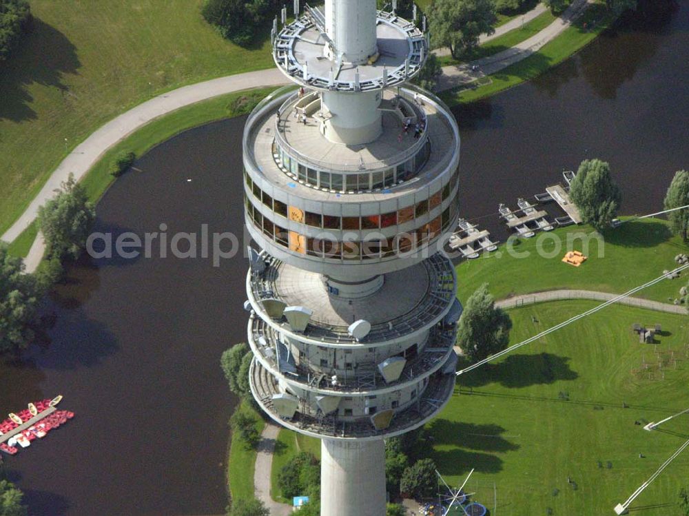 München from above - Blick auf den Münchener Fernsehturm im Olympia-Park