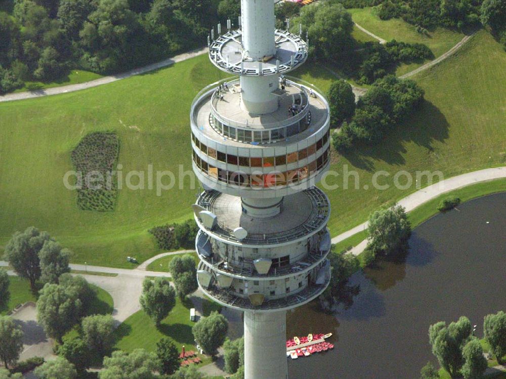 München from the bird's eye view: Blick auf den Münchener Fernsehturm im Olympia-Park