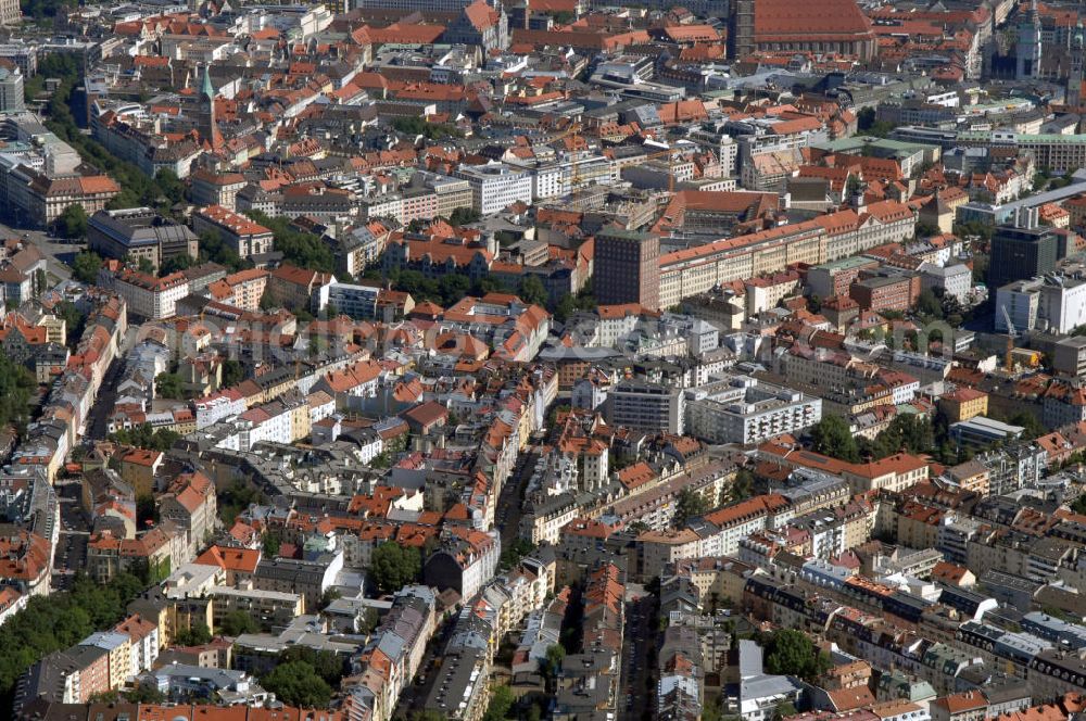 Aerial photograph München - Blick auf die Altstadt von München.