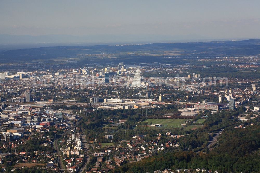 Münchenstein from the bird's eye view: View over Muenchenstein to Basle in Swizzerland, Kanton Basel-Landschaft and Basel