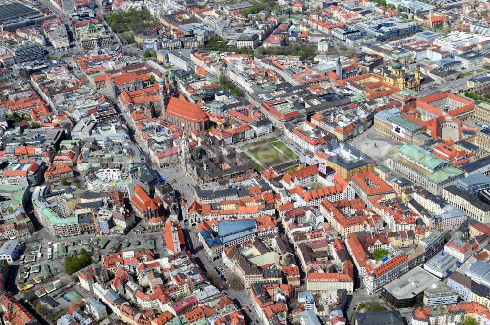 Aerial photograph München - View of the historical centre of Munich in the state Bavaria