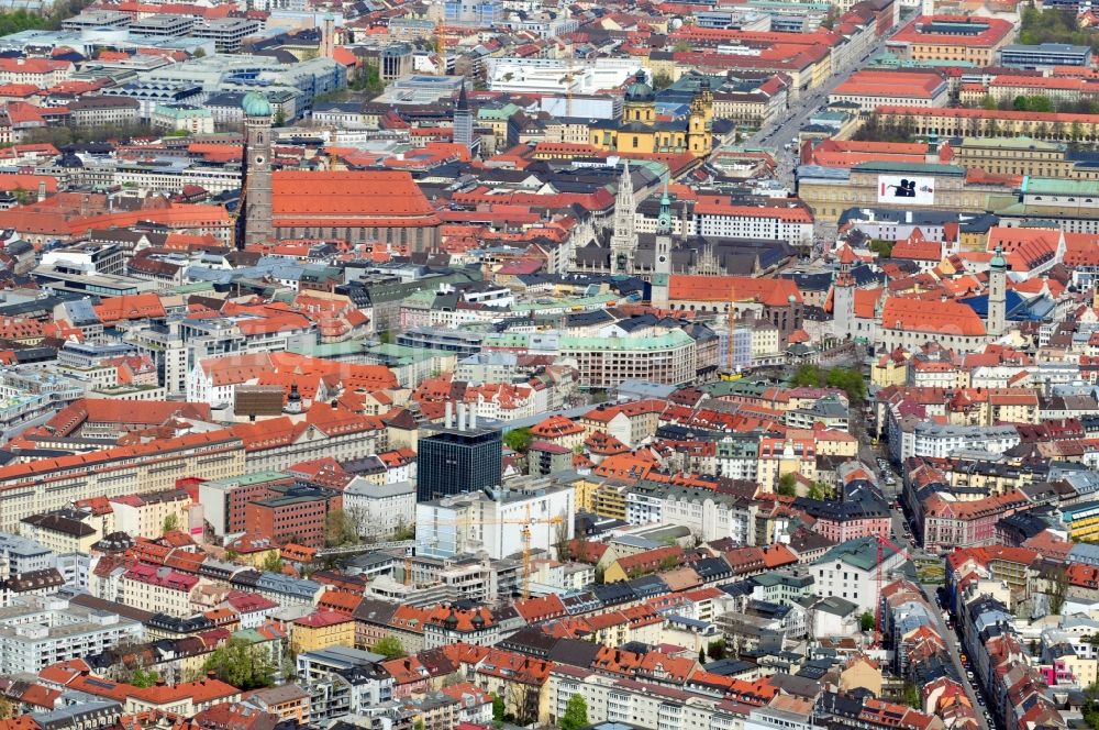 München from the bird's eye view: View of the historical centre of Munich in the state Bavaria