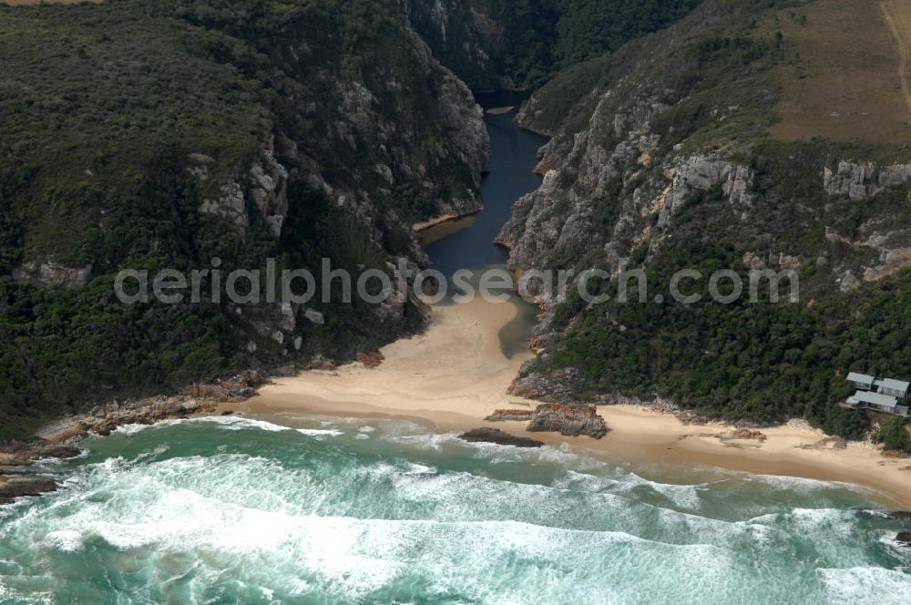 GOUKAMMA from the bird's eye view: Mouth of the Goukamma River in South Africa. The river flows through the Goukamma Nature Reserve in the district of Western Cape