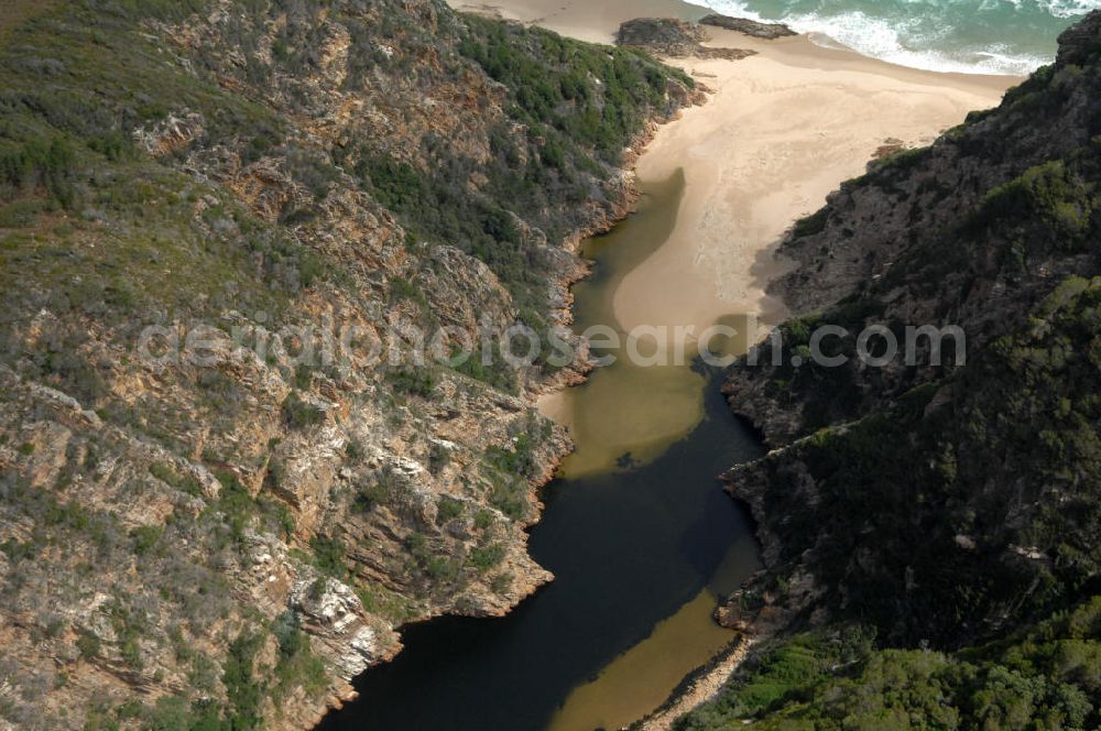 Aerial photograph GOUKAMMA - Mouth of the Goukamma River in South Africa. The river flows through the Goukamma Nature Reserve in the district of Western Cape