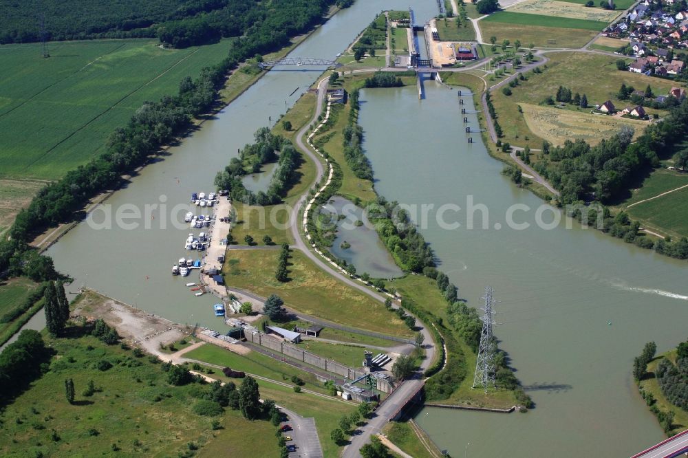 Niffer from above - Mouth of the Rhine - Rhone - channel in the Rhine at Niffer in France