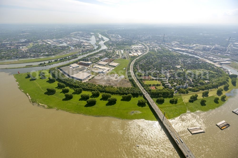 Duisburg from above - Industrial and commercial areas on the Kasslerfeld at the mouth of the Ruhr and the Rhine at Duisburg in North Rhine-Westphalia