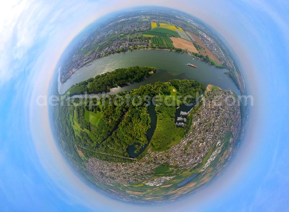 Aerial image Niederkassel - Mouth of the Sieg into the Rhine at low water in Niederkassel in the state North Rhine-Westphalia, Germany