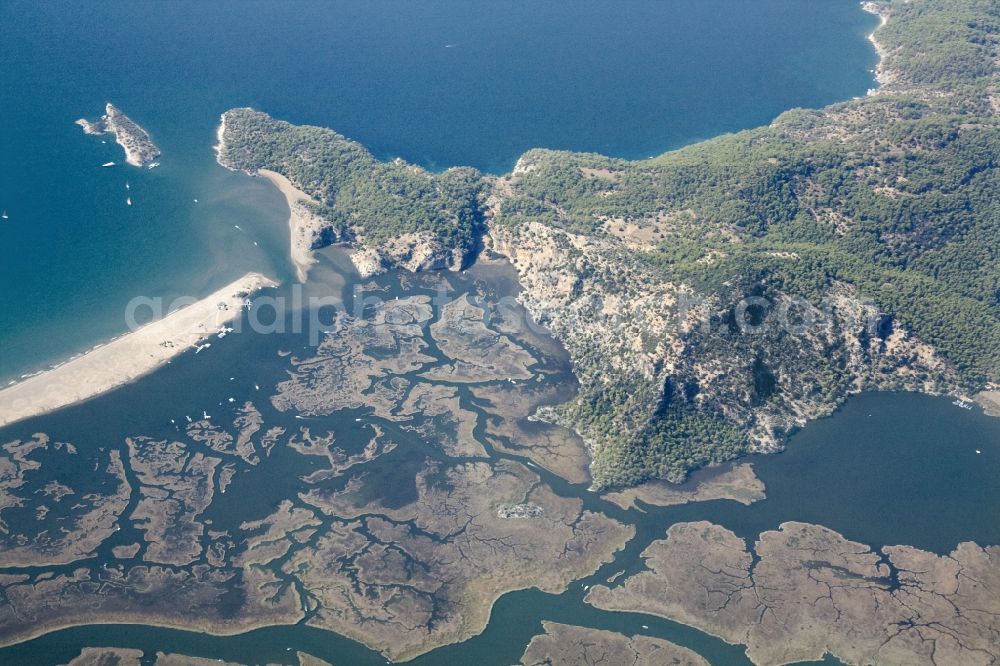 Aerial photograph Dalyan - Mouth of the river Büyük Menderes, the Great Mean der, on Turkey's Aegean in Turkey