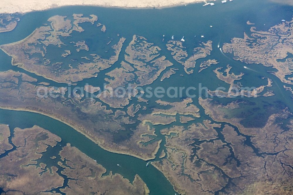 Dalyan from the bird's eye view: Mouth of the river Büyük Menderes, the Great Mean der, on Turkey's Aegean in Turkey