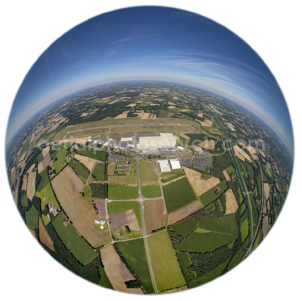 Münster from the bird's eye view: Fisheye view of Münster Osnabrück International Airport in North Rhine-Westphalia