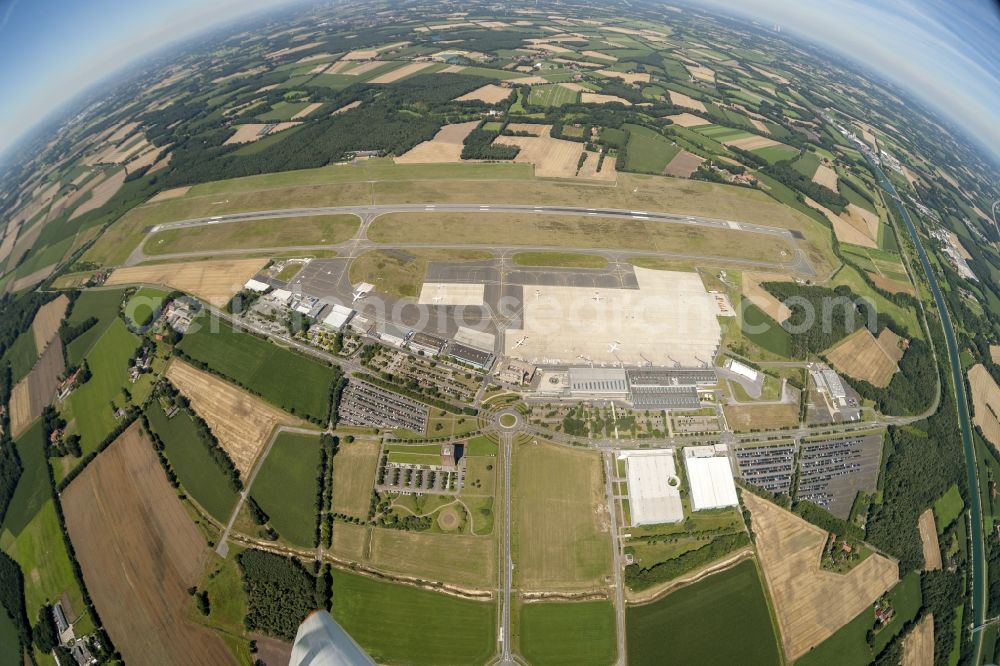 Münster from the bird's eye view: Fisheye view of Münster Osnabrück International Airport in North Rhine-Westphalia