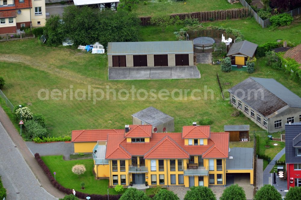 Aerial image Wittenberge - Modern terraced house - two family house on the harbor in Wittenberg in Brandenburg