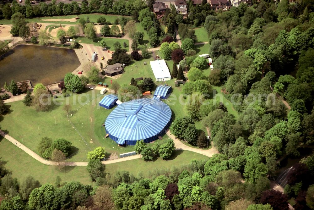 Moers from above - In this big tend in Moers in the state North Rhine-Westphalia took between 1987 and 2013 the International Jazz Festival place