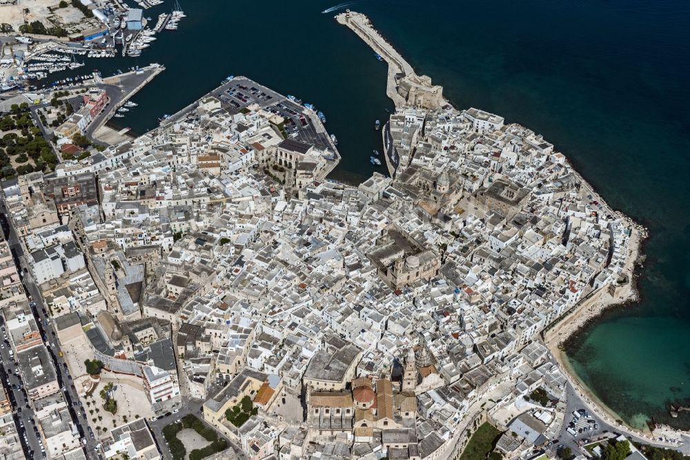 Monopoli from the bird's eye view: Monopoli on the Mediterranean coast destrict Puglia in Italy