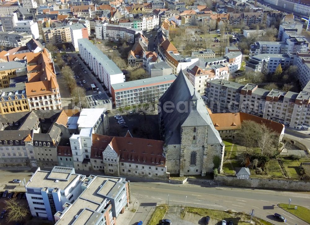 Aerial photograph Halle ( Saale ) - View of the church Moritzkirche in Halle ( Saale ) in the state Saxony-Anhalt