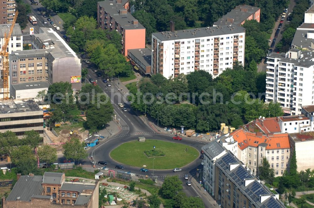 Aerial photograph Berlin - Roundabout on Moritzplatz and street Oranienstrasse in Berlin Kreuzberg