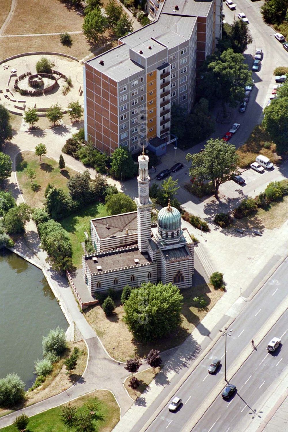 Potsdam / Brandenburg from the bird's eye view: Moschee in Potsdam (ehemals Wasserpumpe).