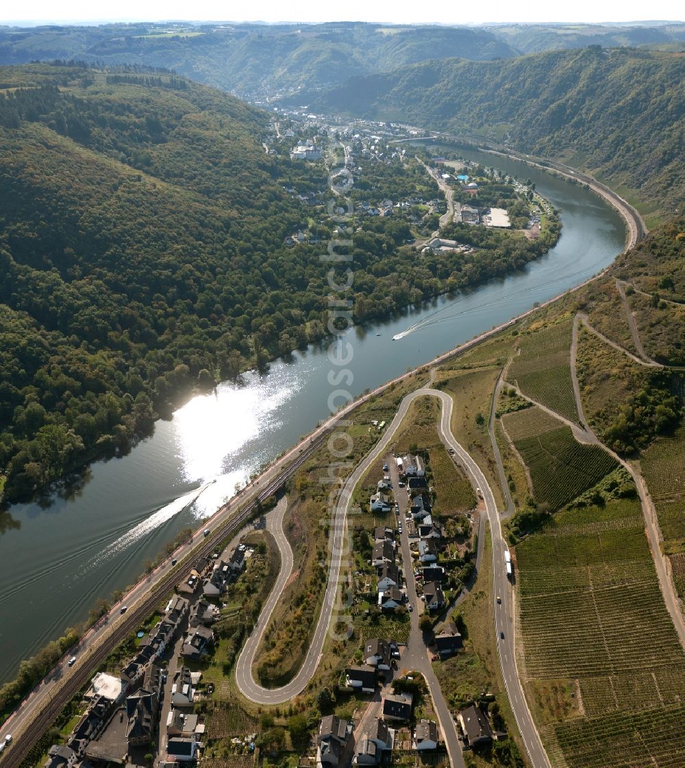 Cochem from above - View of the Mosel near Cochem in the state of Rhineland-Palatinate