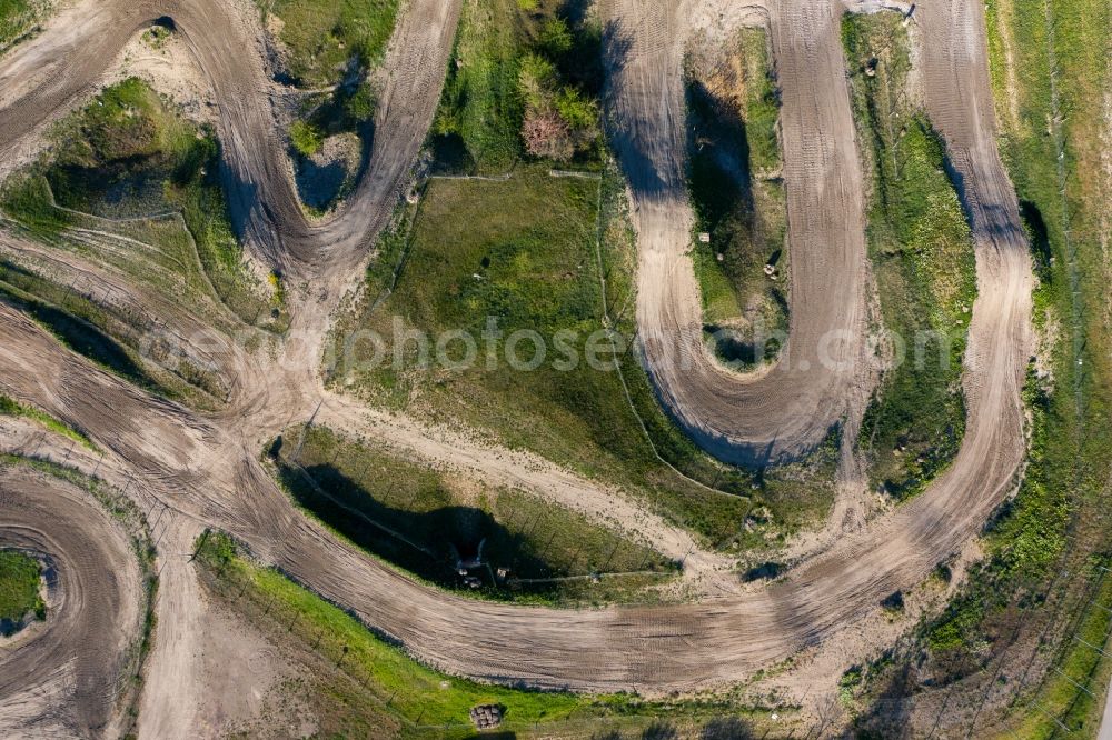 Aerial image Teutschenthal - Motocross race track in Kessel in Teutschenthal in the state Saxony-Anhalt, Germany