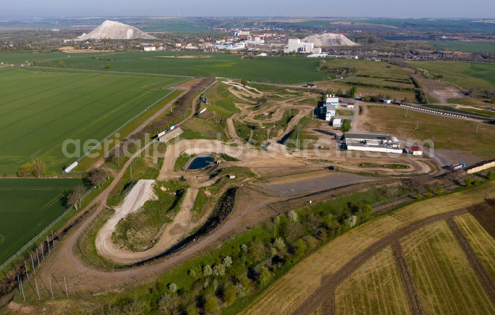 Aerial photograph Teutschenthal - Motocross race track in Kessel in Teutschenthal in the state Saxony-Anhalt, Germany