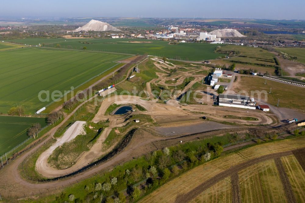 Teutschenthal from the bird's eye view: Motocross race track in Kessel in Teutschenthal in the state Saxony-Anhalt, Germany