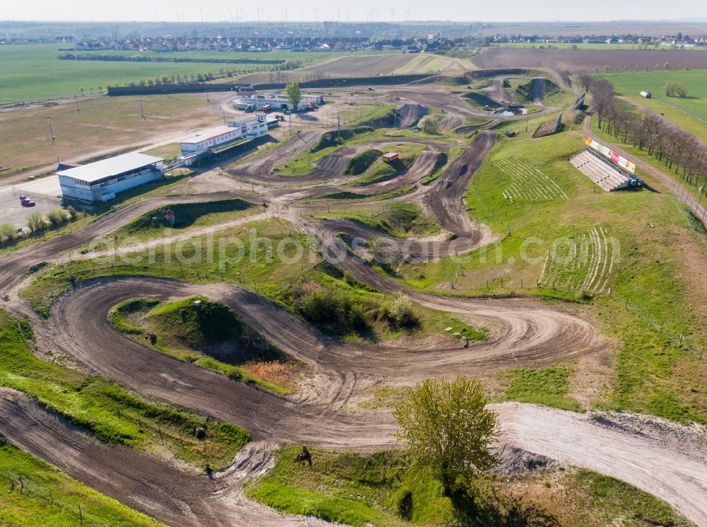 Teutschenthal from the bird's eye view: Motocross race track in Kessel in Teutschenthal in the state Saxony-Anhalt, Germany