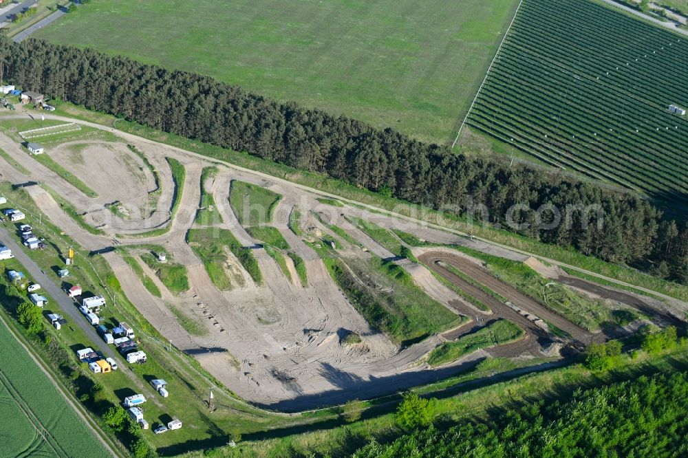 Luckau from above - Racetrack racecourse - Motocross Strecke Luckau/Alteno MSC Luckau in Luckau in the state Brandenburg, Germany