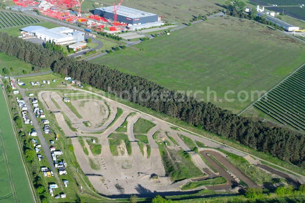 Aerial photograph Luckau - Racetrack racecourse - Motocross Strecke Luckau/Alteno MSC Luckau in Luckau in the state Brandenburg, Germany