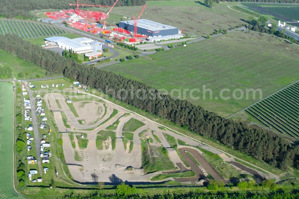 Luckau from above - Racetrack racecourse - Motocross Strecke Luckau/Alteno MSC Luckau in Luckau in the state Brandenburg, Germany