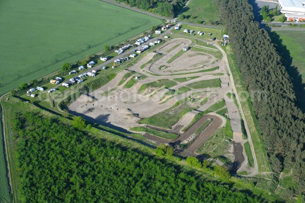 Luckau from the bird's eye view: Racetrack racecourse - Motocross Strecke Luckau/Alteno MSC Luckau in Luckau in the state Brandenburg, Germany